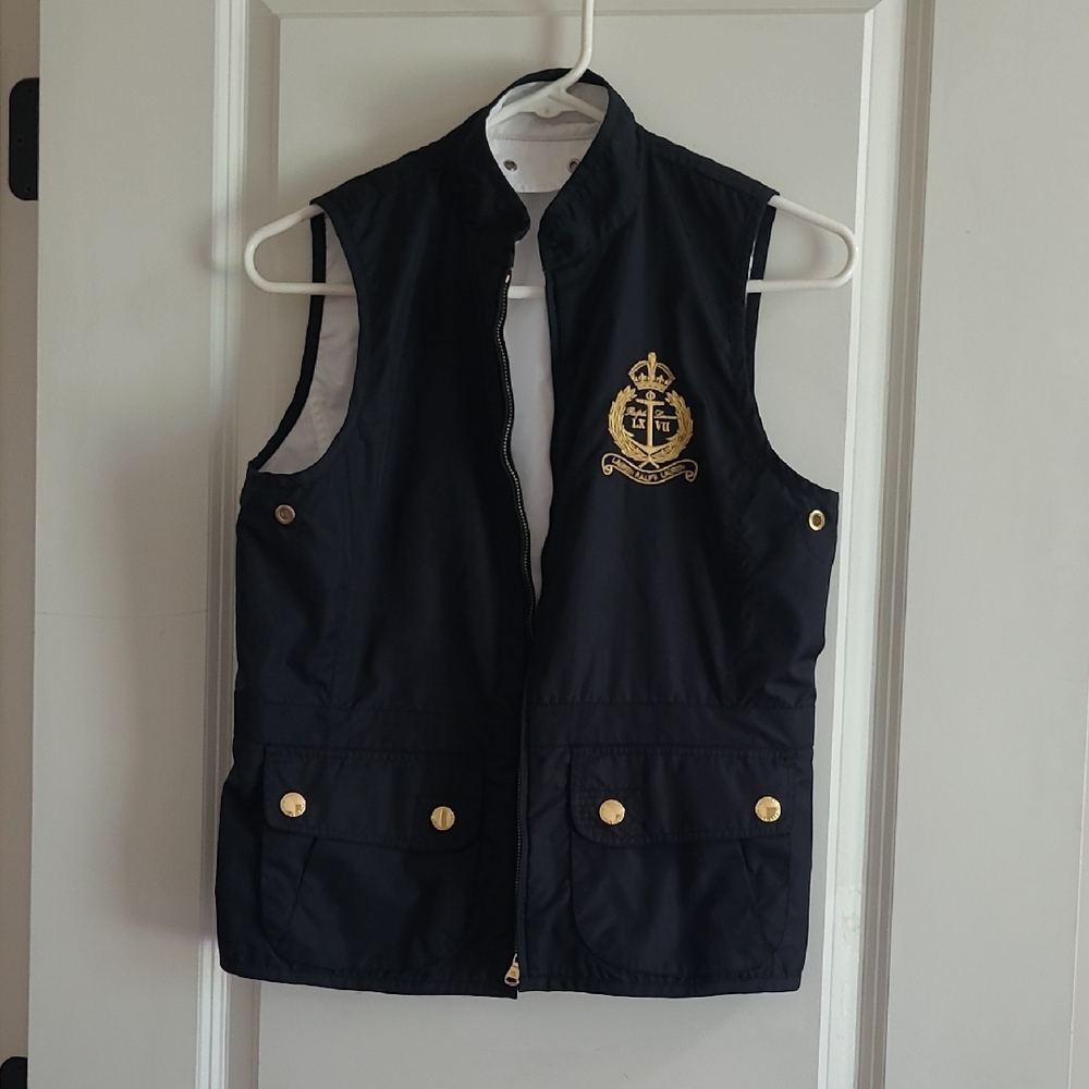 Lauren Ralph Lauren Reversible Vest with Gold Embroidered Crest